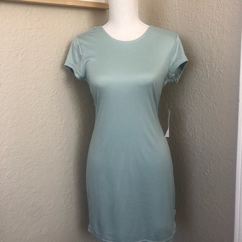 Baby blue ribbed T-shirt dress
